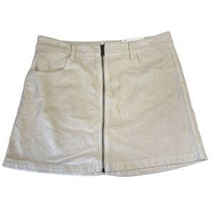 NWT American Eagle Cream Corduroy‎ Winter Skirt~Boho~Retro~90s~Mini~Stretch~14
